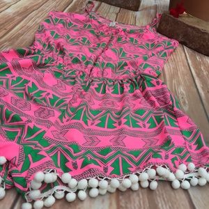 NWOT Romper POM POMS!!! Pink green perfection S